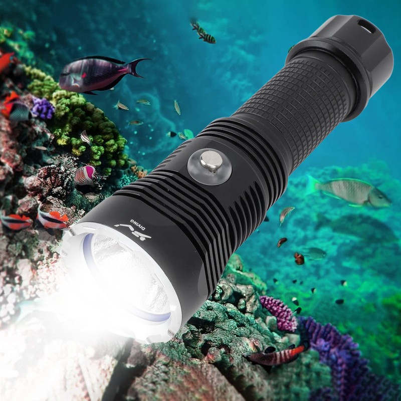 Diving Flashlight LED IPX8 Waterproof Infinitely Dimmable 100M 3000LM White