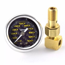 VMS Racing FITS HONDA ACURA 1 1/2" 100PSI FUEL PRESSURE GAUGE LIQUID FILLED 1/8 NPT KIT