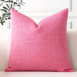Artscope Linen Cushion Covers Set of 1 Decorative Square Pillowcase Pillow Cover 18x18 Inch for Home Decor Sofa Bedroom Car 45x45cm Rose Pink