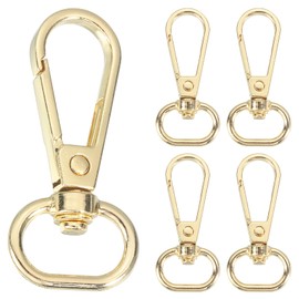 uxcell 5Pcs Swivel Clasp Hooks, Swivel Purse Clips, 0.63" ID x 1.73" Length 360° Metal Trigger Snap Hooks Lobster Claw Clasps for Keychain Purse Lanyard DIY, Gold