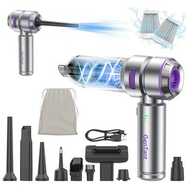 GenTant Car Vacuum Portable Cordless, 18000PA Handheld Vacuum Cordless, High Power Air Duster with Brushless Motor, Type-C Charge, 3 in 1 Mini Vacuum Cleaner for Car, Home, Office, Pet Hair