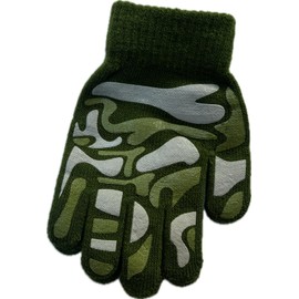 Gem Imports Kids Magic Gloves - Girls and Boys Soft Warm Thermal Stretchy Children's Gloves (Green Camoflage)