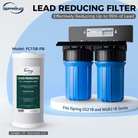 iSpring FC15B-PB 4.5” x 10” Lead, Arsenic, Cadmium, Chlorine Reducing Whole House Water Filter, Fits iSpring WGB21B-CPB Series, Pack of 1