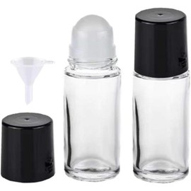 LNYMZD 2Pcs 30ml Transparent Glass Essential Oil Roller Bottles Refillable Roll on Bottles Empty Deodorant Bottle Containers Rollerball Bottles Beauty and Personal Care Tools for Fragrance Cosmetics