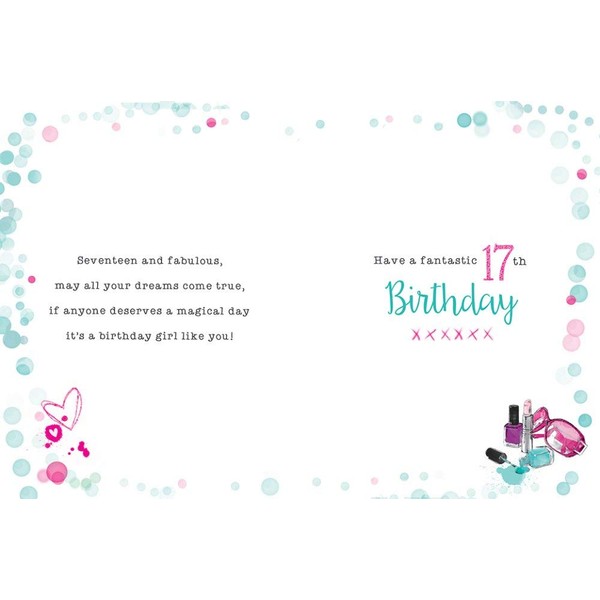 Traditional Juvenile Birthday Card Age 17 F - 8 x 6 inches - Piccadilly Greetings A11503