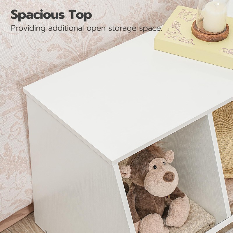 HOOBRO Toy Storage Cubby, Kids Bookshelf, Stackable 3-Bin Toy Storage
