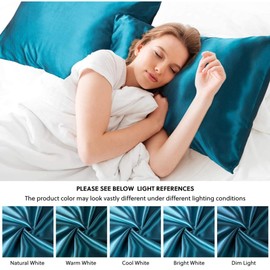 Anti Acne Silk Pillowcase Made in USA, Organic 22 Momme Mulberry Silk Pillow Cases with Zipper, 6A Grade, Anti Wrinkle, Anti Aging, Cooling and Soft Silk Pillow Cover (Peacock Blue, King)
