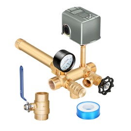 Miumoon 1"x 11"Well Pressure Tank Tee Kit with Union, 40-60Psi Pressure Switch, Ball Valve, 100 Psi Pressure Gauge, Relief Valve, Drain Valve, Well Tank Tee Kit for Tank with Diameters Up to 16"