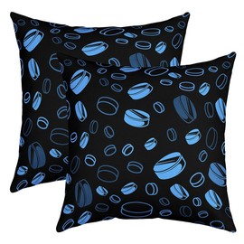 Feelyou Ice Sports Games Reversible Throw Pillow Covers 18 x 18-Inch Puck Hockey Pillow Covers Home Decor for Kids Teens Adults Winter Sports Square Cushion Covers Set of 2 Blue Black