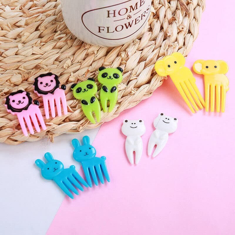 AIMALL 36 Pcs Mini Kids Animal Food Fruit Picks Forks