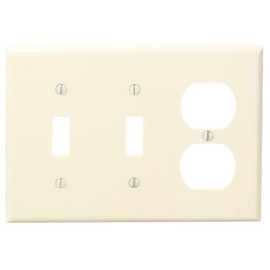 Leviton 86021 3-Gang 2-Toggle 1-Duplex Device Combination Wallplate, Standard Size, Thermoset, Device Mount, Ivory