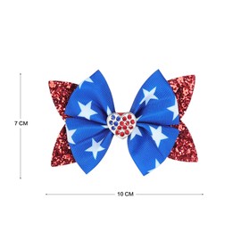 4th of July Bow Hair Clips Glitter American Flag Barrette Hair Bow Hairgrips Hair Accessories.(FJ50) (A)