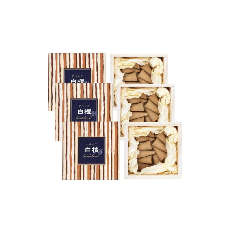 Nihon Kodo Kayuragi Sandalwood, 12 Cone Shapes, Set of 3