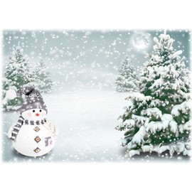Haosphoto Merry Christmas Backdrop 5X3FT Snowman Vinyl Backdrops Heavy Snow Rural Winter Wonderland Pine Forest Xmas Photography Background for Happy New Year's Eve Party Photo Studio Props PD185