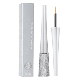Silver Glitter Eyeliner,Liquid Glitter Eyeshadow,Gli-Tter Eyeliner,Silver Eyel-Iner,Quick-Drying,Waterproof And Sweat-Proof,Radiant And Charming,Rich Color,Newbie-Friendly,Effluent Flows Smoothly