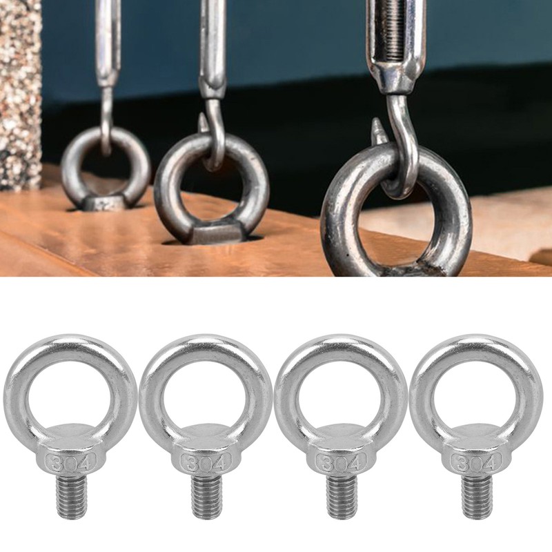 4Pcs Stainless Steel Lifting Ring Eye Bolt Heavy Duty Machinery