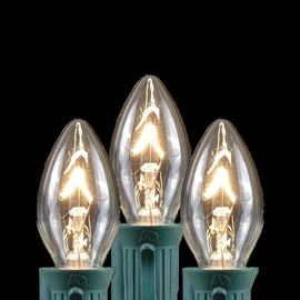 Novelty Lights C7 Clear Christmas Lights Set - Indoor/Outdoor Christmas Light String Hanging Christmas Lights - Outdoor Patio String Lights - Green Wire - 25 Foot