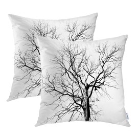 Batmerry Black White Pillow Cover 18x18 Inch Set of 2, Bare Branches of Winter Trees Nature Art Double Sided Decorative Pillows Cases Throw Pillows Covers