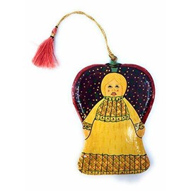 THE JOY TREE Traditional Handpainted Wood Angel Ornament - Holiday Christmas Tree Ornament
