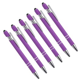 YOKIVE 6 Pcs Ballpoint Pen with Stylus Tip, 2 in 1 Black Ink Metal Stylus Pen 1.0mm Medium Point Style 1, Great for Touch Screens, Office, Studios (Purple)