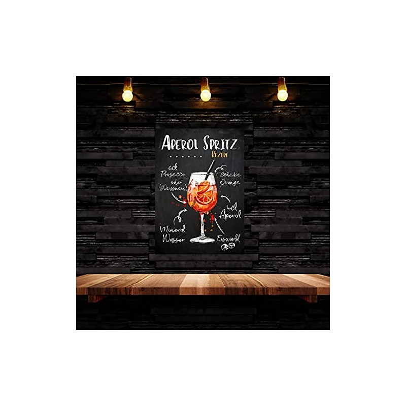 Sign Aperol Spritz Cocktail Recipe Bar Party Cellar Decorative Door
