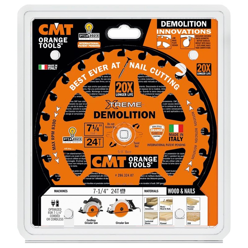 CMT 286.324.07 7-1/4in. 24T Carbide Tipped Xtreme Demolition Blade