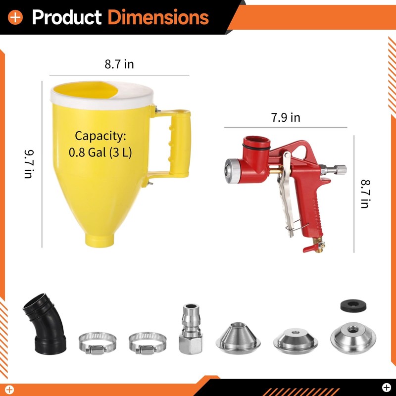 yeesport Drywall Texture Sprayer Hopper, Pneumatic Hopper Spray Gun with