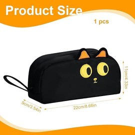 1 Piece 3D Cat Cute Pencil Case, 22 x 10 x 7 cm Pencil Case with Large Capacity, Pencil Case Girls for Office, College, School, Teenagers, Gift (Black), Clear, M
