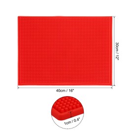 PATIKIL 16" x 12" x 0.4" PVC Bar Mat, Non-Slip Bar Service Cup Mat Countertop Spill Mat for Kitchen Restaurant Bar KTV Counter Barber Station Mat for Hair Salon, Red