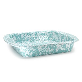 Golden Rabbit Enamelware - 9" square Brownie Pan (Sea Glass Swirl)
