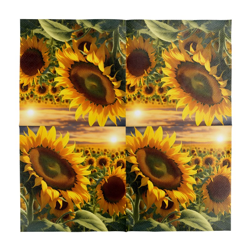 HEKU 100 napkins, 3-ply, 33 x 33 cm, sunflowers, absorbent