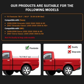 G-PLUS Fender Flares 4 PCS Smooth Pocket Riveted Compatible with Chevy Silverado/GMC Sierra 1999-2006 (Incl. 2007 Classic Models) Not Fit Dually & Step-side Models Wheel Flares Protector Cover
