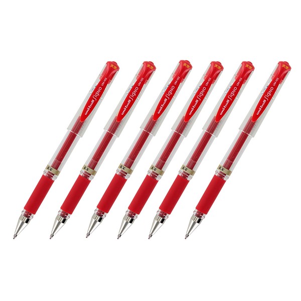 Uni-Ball Signo UM-153 Gel Ink Rollerball Pen, 1.0mm, Broad Point, Red Ink, Pack of 6