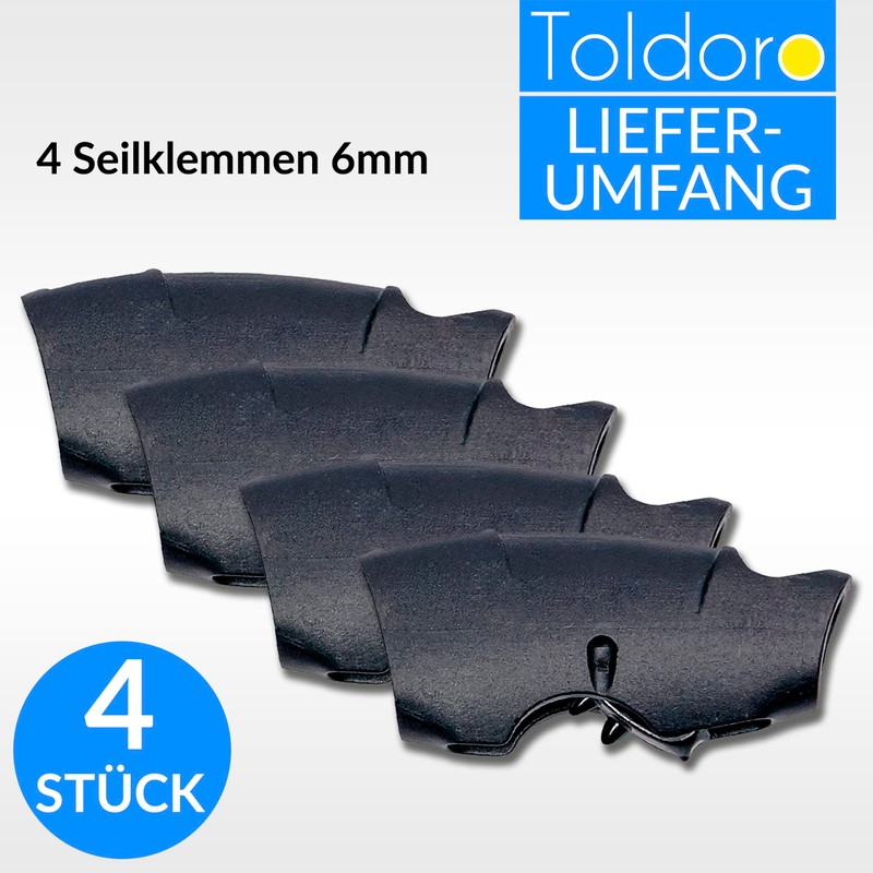 Toldoro Super Sharky Rope Clamp Pack of 4 6 mm