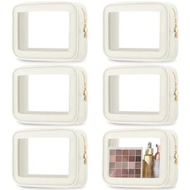 Cosmetic Bag Organizer Travel, Compact Lightweight Accessory for Travel and Daily Use - Abbylike 6 Clear Makeup Nylon
