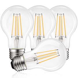 LUXRITE Vintage A19 LED Light Bulbs 60W Equivalent, 3500K Natural White Dimmable, 800 Lumens, Standard LED Edison Bulb 8W, UL Listed, E26 Base (4 Pack)