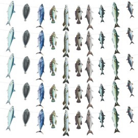 Qeeenar 5 Gone Fishing Pancartas de Cumpleaños de Pescar para Fiesta Banner de Fiesta de Pescado Colgante de Cuerda Decoraciones de Papel de Cumpleaños para Pescador Verano Jubilación (Estilo Simple)