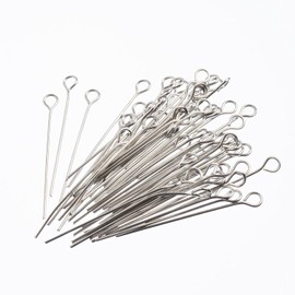 John Bead 100pcs Stainless Steel Eye Pins 40mm 100pcs - Jewelry Findings Kit for DIY Jewelry Making Supplies Findings