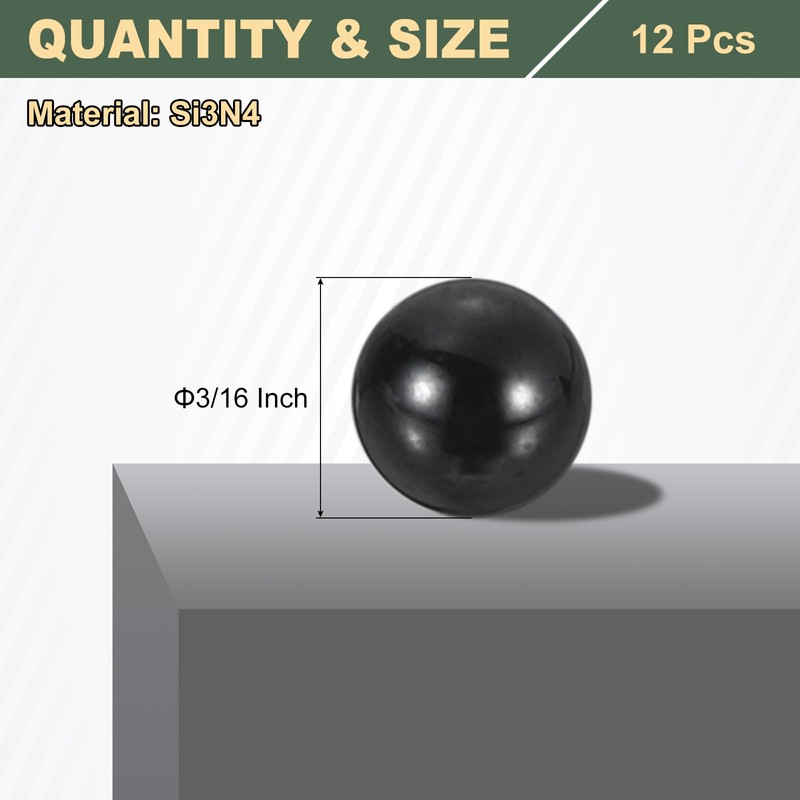 sourcing map 5mm Ceramic Bearing Balls, 12 Pcs Si3N4 Silicon
