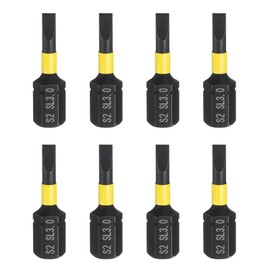 HARFINGTON 8pcs SL3 Slotted Screwdriver Bit 1/4" Hex Shank 25mm/1" Length Magnetic Flat Head Hex Bits S2 Steel Screw Driver Bit Industrial Grade Electric Drill Bits