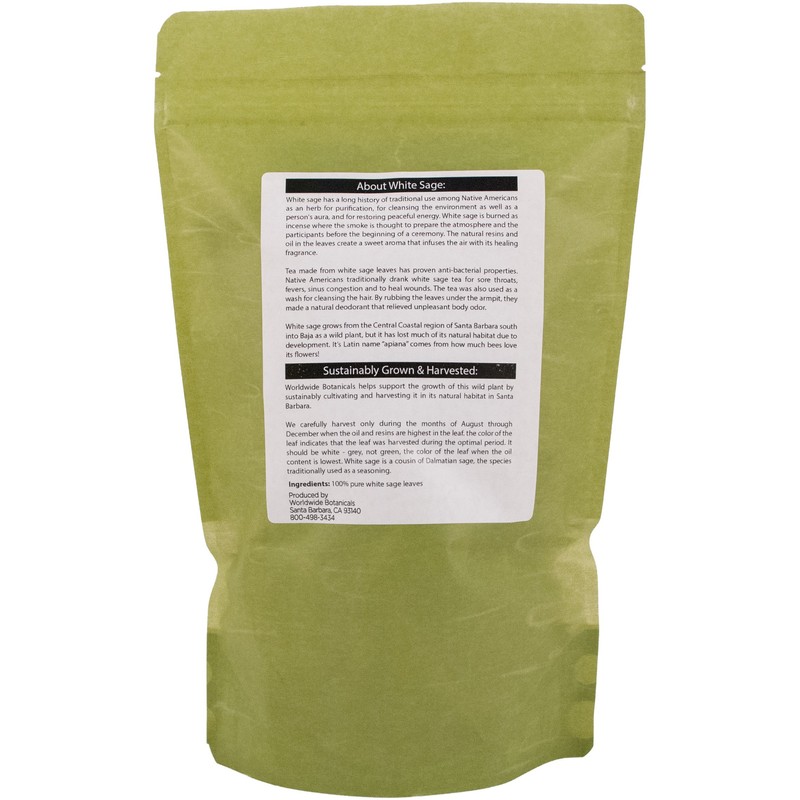Worldwide Botanicals White Sage – 100% Pure California Whole Leaf