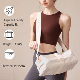 Small Sports Bags for Men and Women, Woukksy Travel Bag, Portable, Waterproof, Fashionable Crossbody Bag for Weekend Trips, Gym, Swimming, Travel, Yoga and Sauna, White, 1