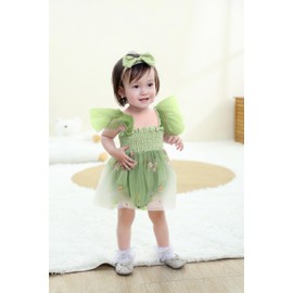 TITKKOP Baby Girl Clothes Infant Tulle Romper Ruffe Sleeveless Bodysuit Baby Girl Outfits Infant Girl Dress(green,12-18M)