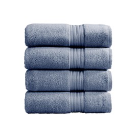 Great Bay Home Blue Bath Towels - 100% Cotton 4 Pack 54x27 Bath Towel Set - Lightweight, Absorbent, Quick-Dry Towels for Bathroom (Chambrey Blue)