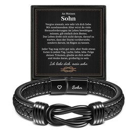 YELUWA Son Gift from Mum, Bracelet for My Son with Engraving Son, Son Bracelet from Mum Dad Parents, Gifts for Teenager Boys, 18th Birthday Boy, Men's Leather Bracelet Courage Gift, Stainless Steel,