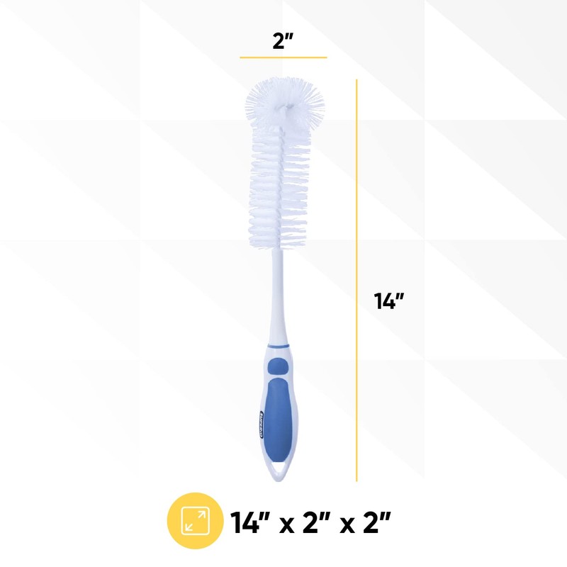 Superio Bottle Brush Scrubber Long, Blue and White Baby Bottle
