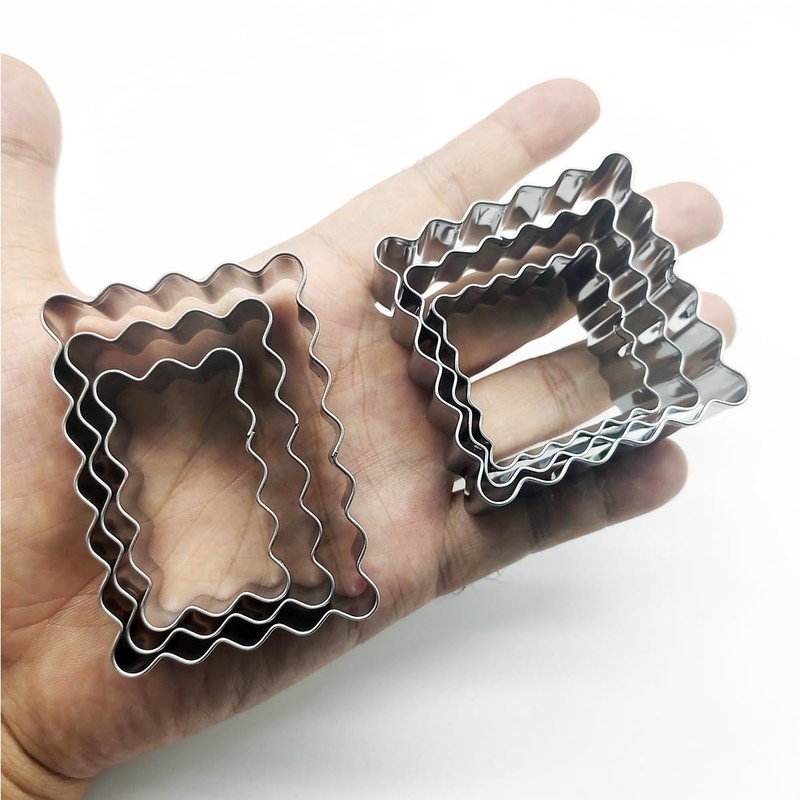 6Pcs Scalloped Cookie Cutter by Doczen, 2 Inch Square Cookie