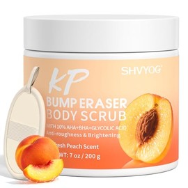 SHVYOG KP Bump Eraser Body Scrub con 10% AHA+BHA y ácido glicólico, exfoliante corporal para piel de pollo y fresa, ayuda a reducir los bultos de la piel, alivia el enrojecimiento áspero, cabello