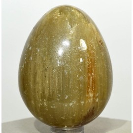 2.3" 160g Yellow Orange Stilbite Cat's Eye Egg Polished Natural Zeolite Gemstone Crystal Mineral Collectible Specimen - India + Stand