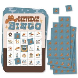 Big Dot of Happiness My First Rodeo - Picture Bingo Cards and Markers - Little Cowboy 1st Birthday Party Shaped Bingo Game - Set of 18